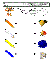 okul öncesi renkler çalışma sayfaları; renkleri eşleştirme çalışmaları